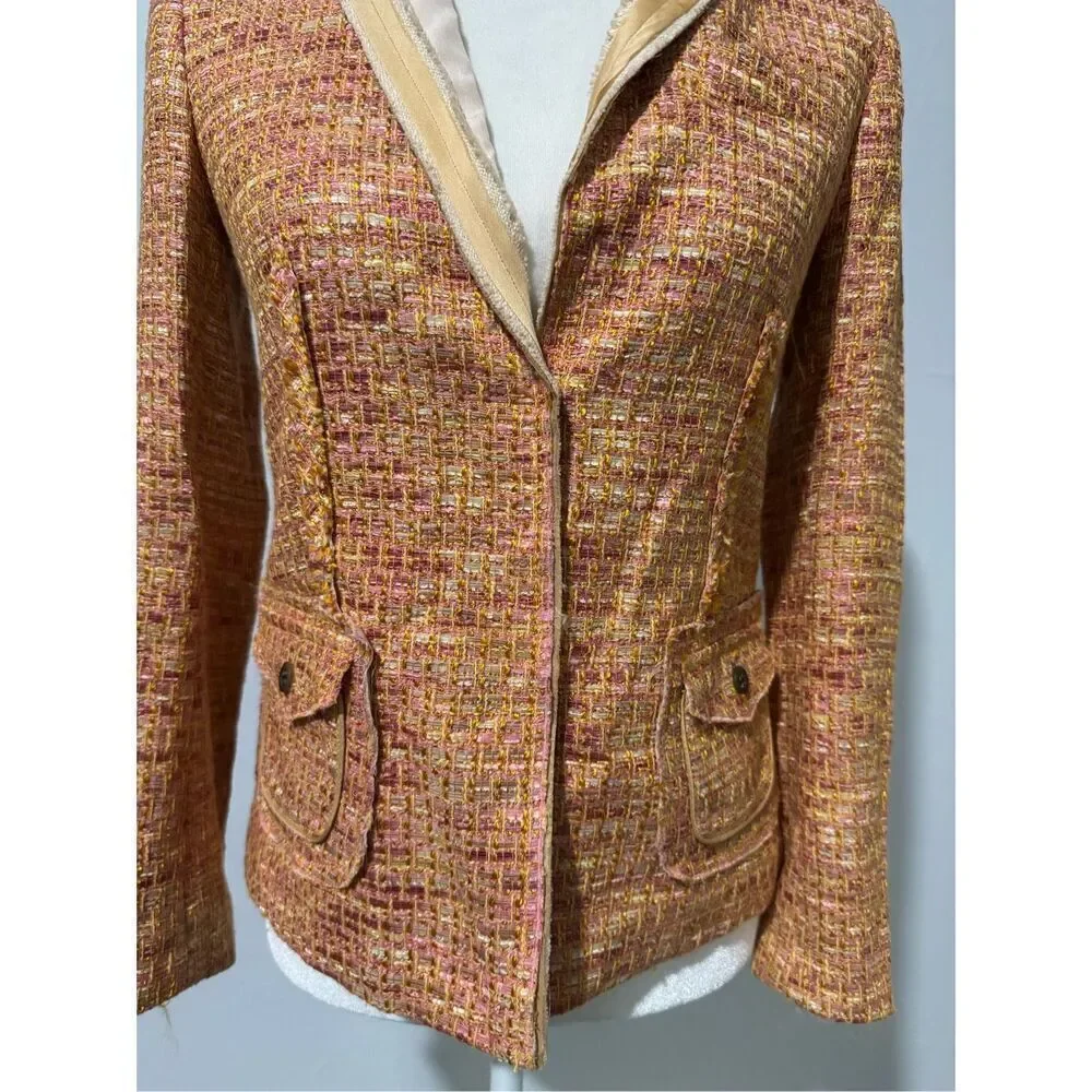J. Crew collection tweed blazer linen blend 0